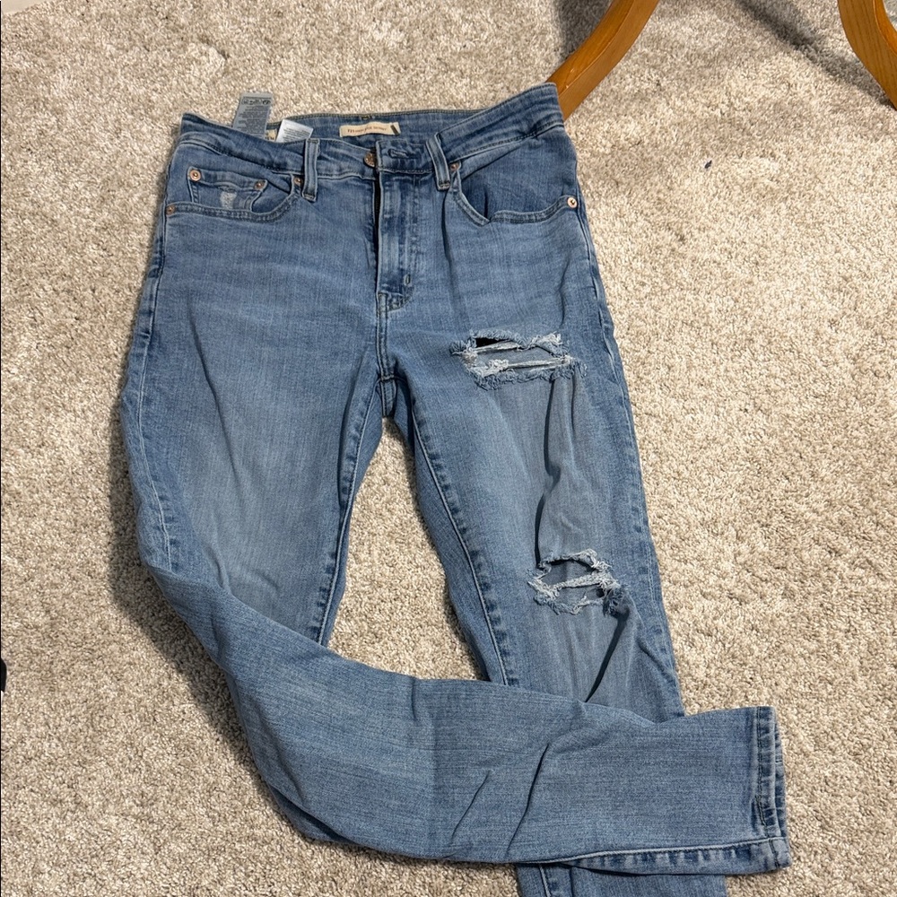 Levi's Light Blue Ripped Skinny Jeans